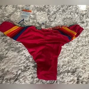 ‼️RARE‼️🎸AVIATOR NATION🎸🔥NWT🔥REVERSIBLE BIKINI BOTTOM in Red/Kauai— M
